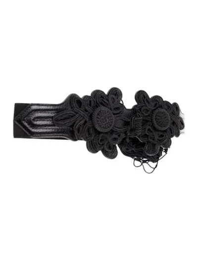 Pre-owned Anne Fontaine Leather Tassel Accents Waist Belt In Black