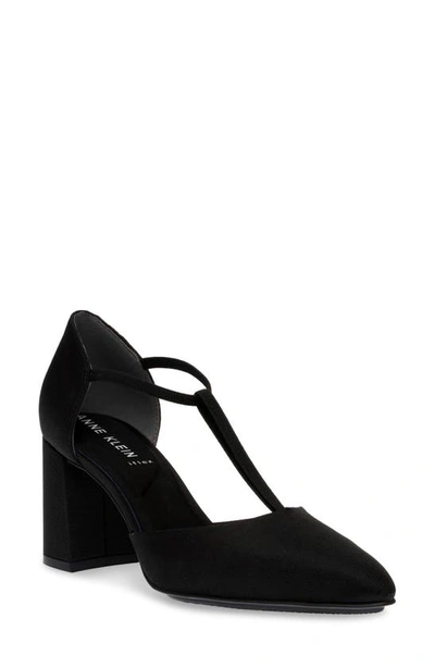 Anne Klein Baylie T-strap Pump In Black Fabric