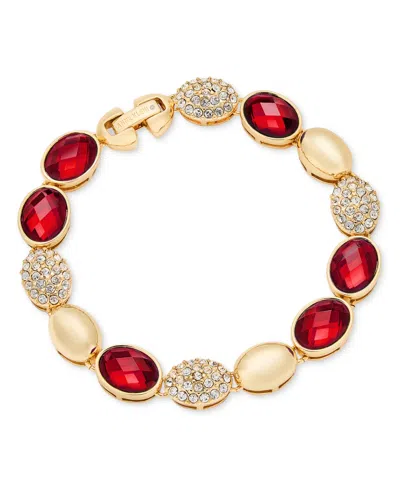 Anne Klein Crystal Gold-tone Domed Metal & Stone Line Bracelet