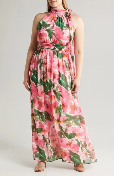 Anne Klein Floral Maxi Dress In Camellia M