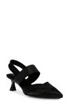 Anne Klein Islander Almond Toe Slingback Pump In Black Microsuede
