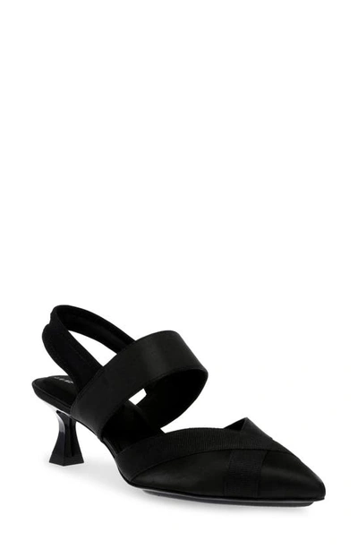 Anne Klein Islander Almond Toe Slingback Pump In Black Fabric