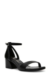 Anne Klein Mayra Ankle Strap Sandal In Black Smooth