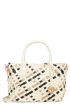 Anne Klein Small Woven Tote In Ivory Multi