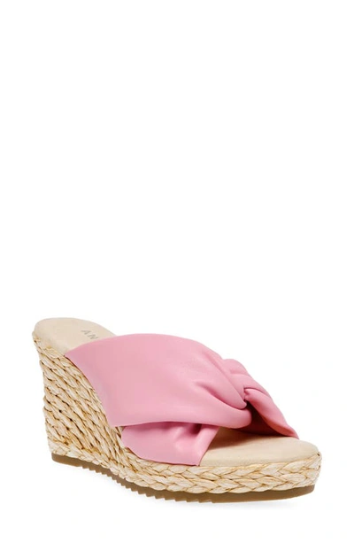 Anne Klein Winnie Espadrille Wedge In Pink Smooth