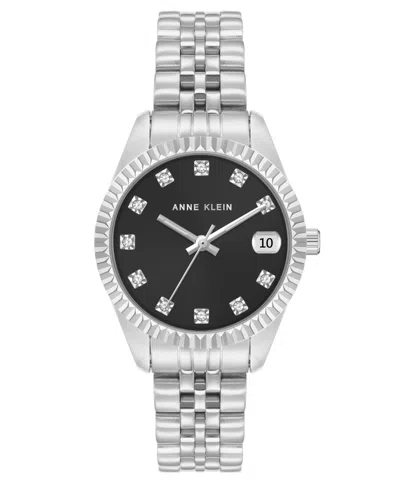 Anne Klein Women's Quartz Round Silver Tone Alloy Metal Bracelet Watch 39mm In Red