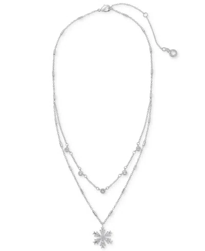 Anne Klein Women's Silver-tone Cubic Zirconia Snowflake Pendant Necklace In Crystal