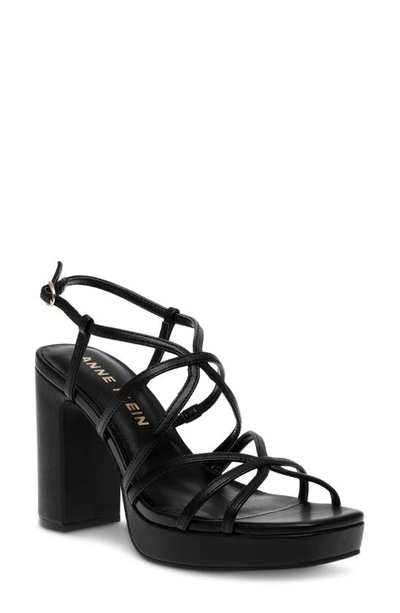 Anne Klein Zenon Platform Sandal In Black Smooth