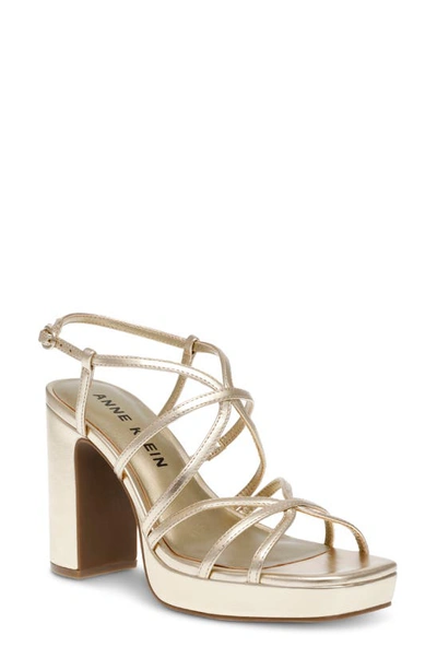 Anne Klein Zenon Platform Sandal In Platinum Smooth