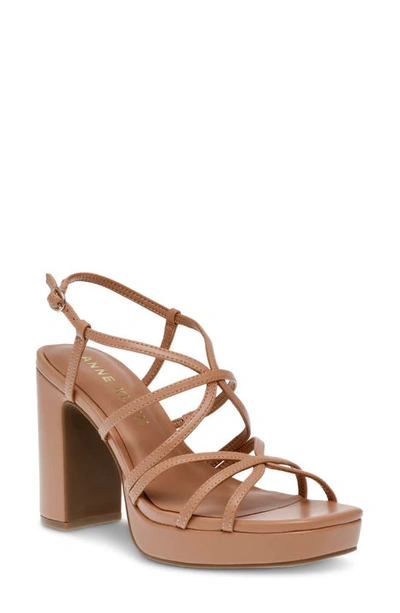 Anne Klein Zenon Platform Sandal In Tan Smooth