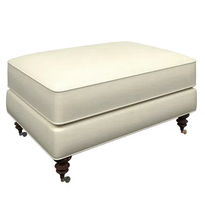 Annie Selke Estate Linen Ivory Norfolk Ottoman In White