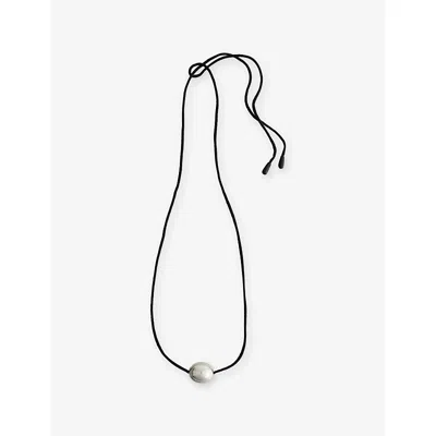 Annika Inez Womens Small Ellipse Cotton And Sterling-silver Necklace