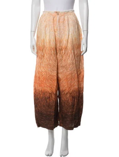 Pre-owned Anntian Linen Wide Leg Pants In Orange