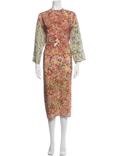 Pre-owned Anntian Silk Midi Length Dress In Multicolor