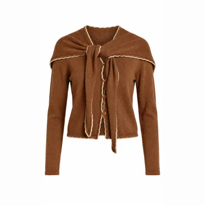 Another Girl Women's Brown Sailor Cardigan Detachable Collar