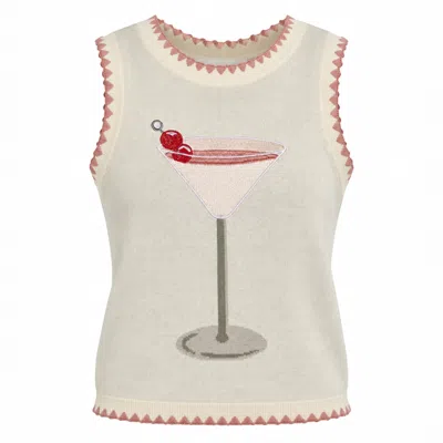 Another Girl Women's Pink Martini Embroidered Vest In White