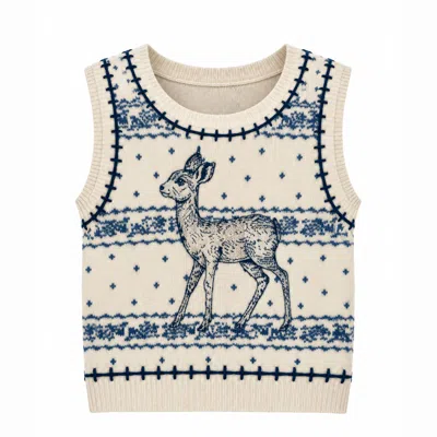 Another Girl Women's White Cream Doe Fair Isle Knitted Vest Top In Red