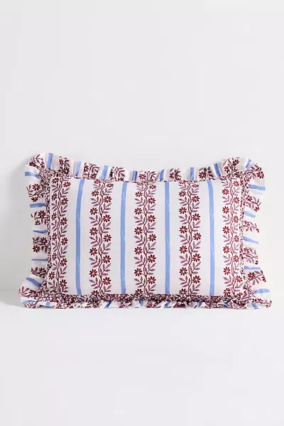 Anthropologie Bernadette Cotton Floral Ruffle Pillow In Multi