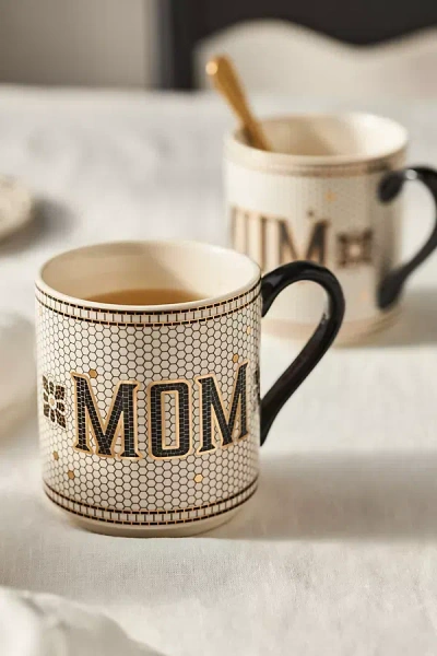 Anthropologie Bistro Tile Mom & Dad Mug In Multi