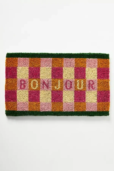 Anthropologie Bonjour Gingham Doormat