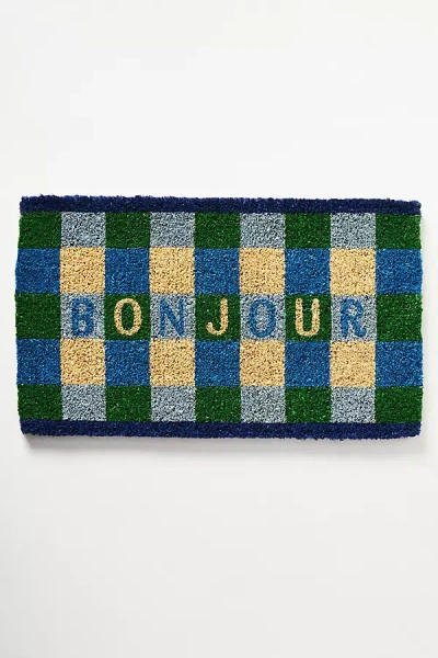 Anthropologie Bonjour Gingham Doormat In Multi