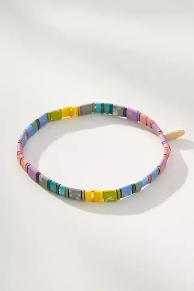 Anthropologie Colorful Beaded Chicklet Bracelet In Multicolor