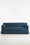 Anthropologie Leonelle Box-pleated Sofa In Blue