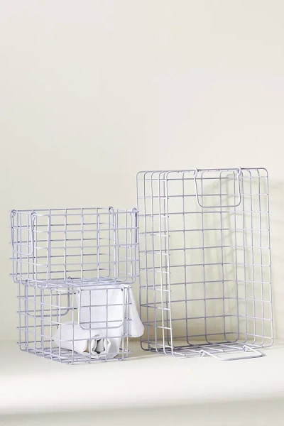 Anthropologie Wire Basket Crates, Set Of 3 In Gray