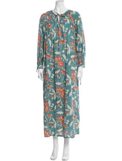 Pre-owned Antik Batik Floral Print Long Dress In Blue