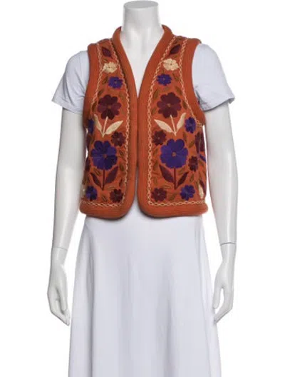 Pre-owned Antik Batik Floral Print Vest In Orange