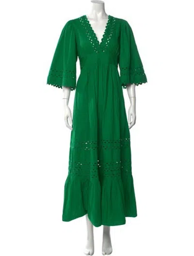 Pre-owned Antik Batik Patterned Long Dress In Green