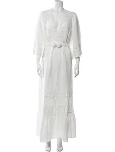 Pre-owned Antik Batik Patterned Long Dress In White