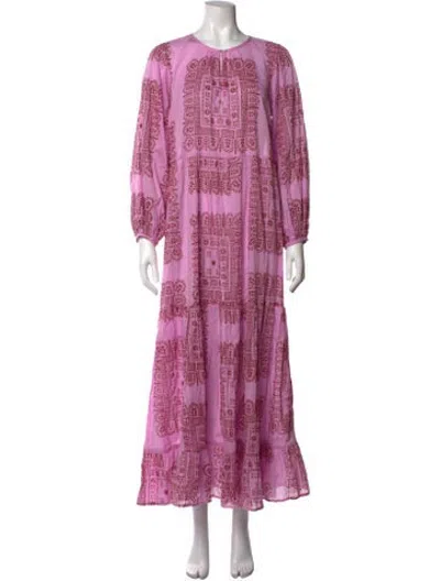 Pre-owned Antik Batik Printed Long Dress In Pink