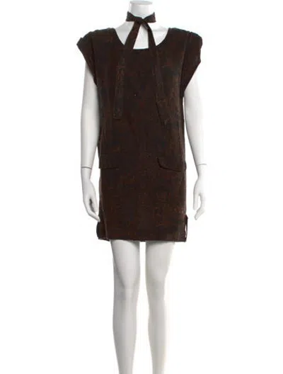 Pre-owned Antik Batik Silk Mini Dress In Brown