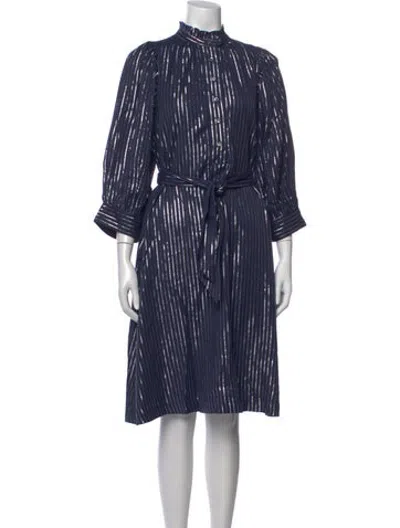 Pre-owned Antik Batik Striped Midi Length Dress In Blue/metallic