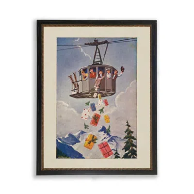 Antique Curiosities Ski Lift Gift Drop Print In Black