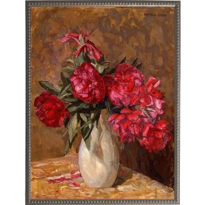 Antique Curiosities Vintage Floral Oil Painting Reproduction In Brown