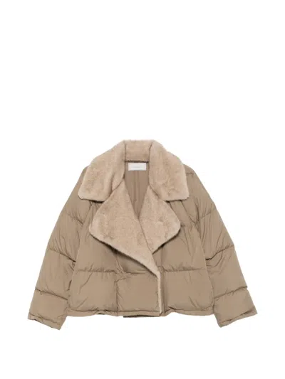 Antonelli Faux-fur Collar Quilted Jacket In Neutral