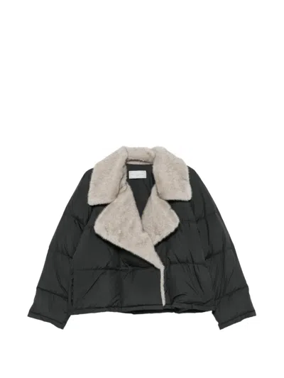 Antonelli Fur-trim Quilted Jacket In Gray