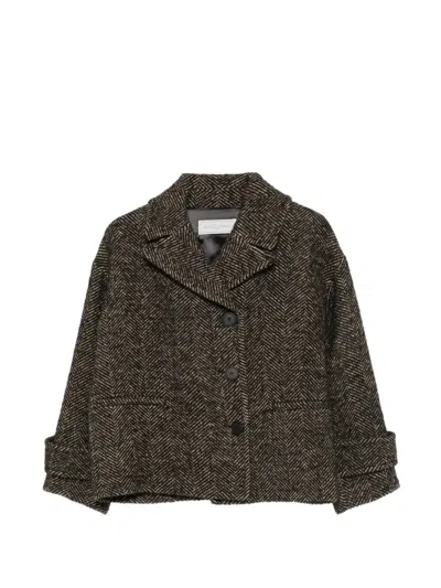 Antonelli Herringbone-pattern Notched-lapels Jacket In Brown