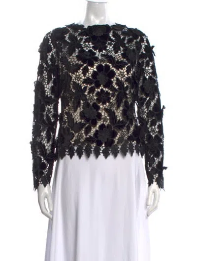 Pre-owned Antonio Berardi Floral Print Crew Neck Top In Black