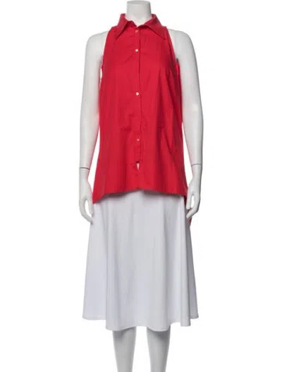 Pre-owned Antonio Berardi Sleeveless Button-up Top In Red