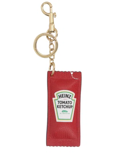 Anya Hindmarch Heinz Ketchup Gold-tone Keychain In Red