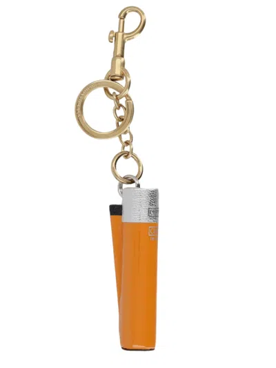 Anya Hindmarch Orange Vibrant Leather Metallic Accent Key Ring