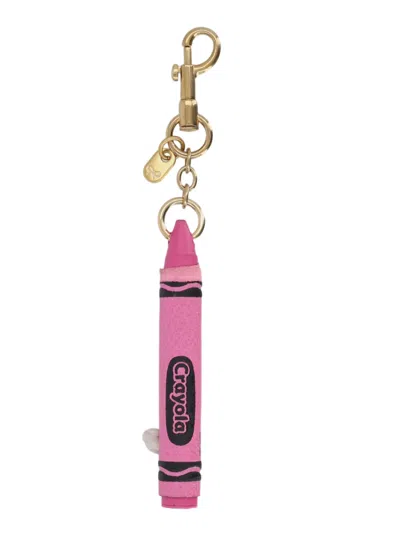 Anya Hindmarch Pink Crayon Goatskin Leather Key Holder In Red