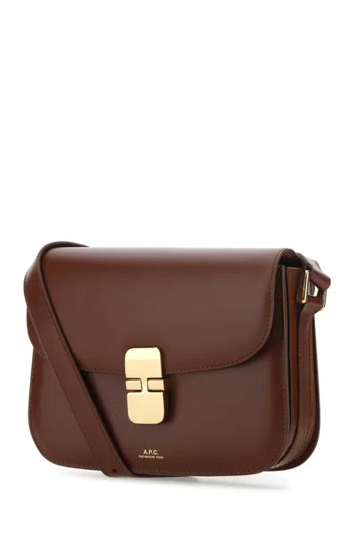 A.p.c. A. P.c. Brown Leather Small Grace Crossbody Handbag