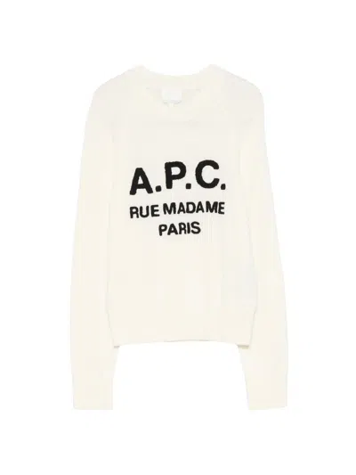 A.p.c. A. P.c. Contemporary Crew Neck Sweater - Size S In Bianco