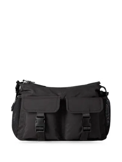 A.p.c. A. P.c. Nylon Utility Crossbody Bag With Zip Closure, Clip-detail Pockets (33.2 X 24 X 11.4 Cm) In Nero