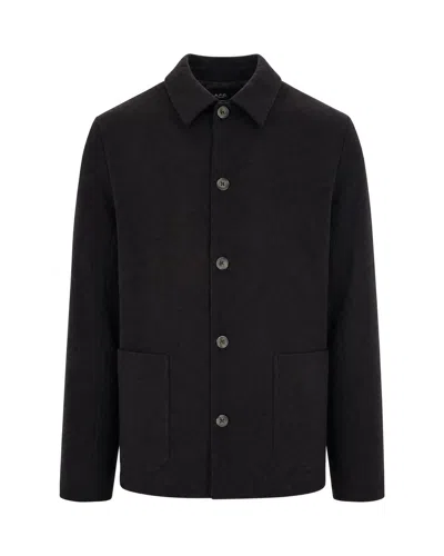 A.p.c. A. P.c. Single-breasted Wool-blend Jacket In Cae Dark Brown