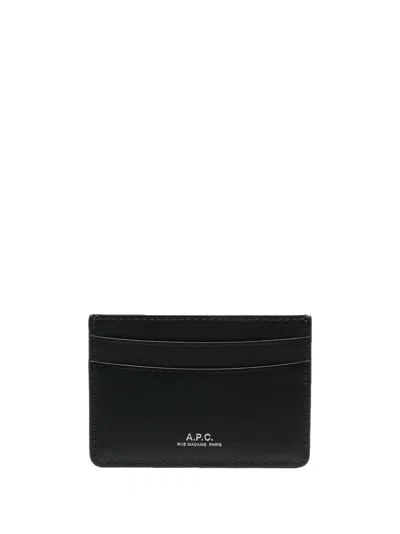 A.p.c. Andres Cardholder Ma Black In Leather
